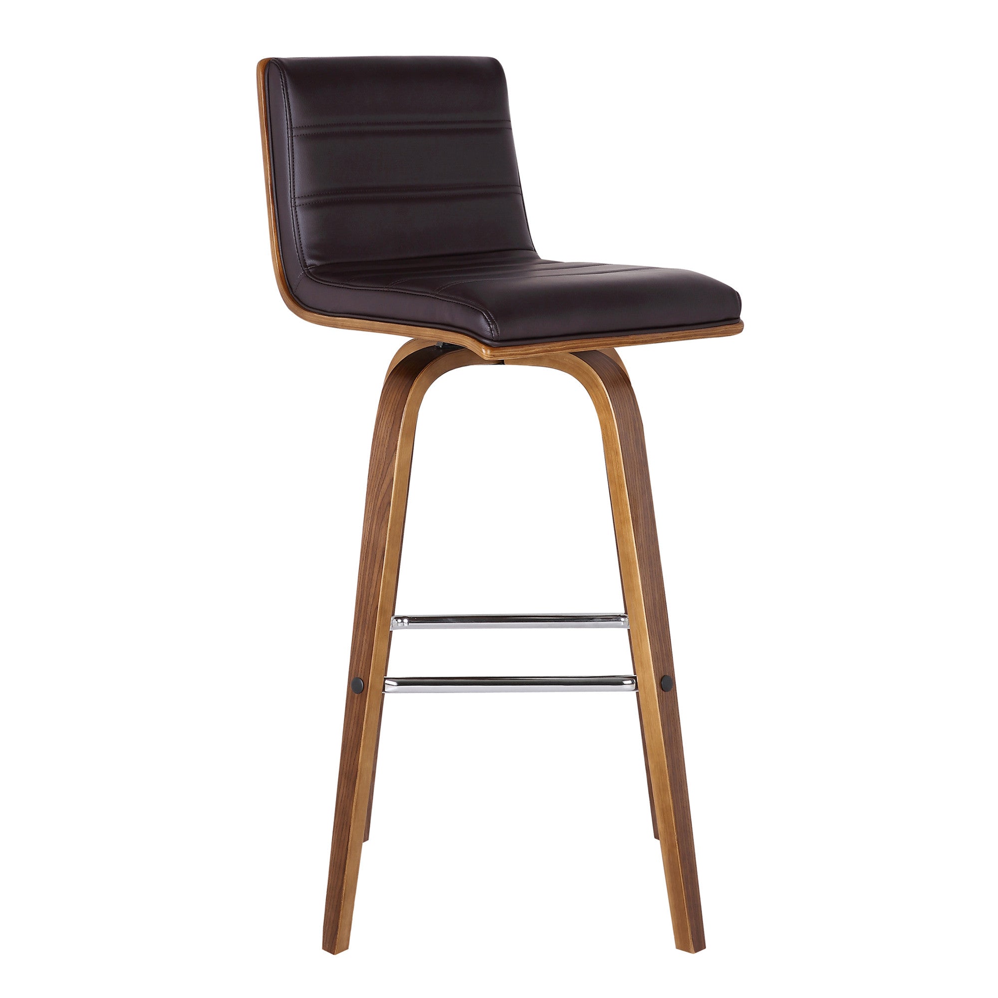 26" Brown Solid Wood Swivel Low Back Counter Height Bar Chair - GreatEagleInc
