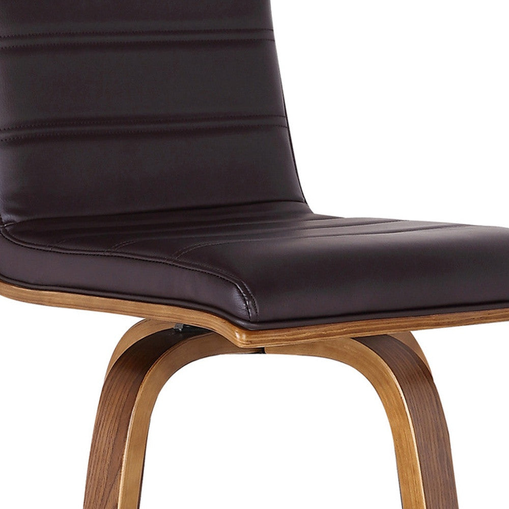 26" Brown Solid Wood Swivel Low Back Counter Height Bar Chair - GreatEagleInc