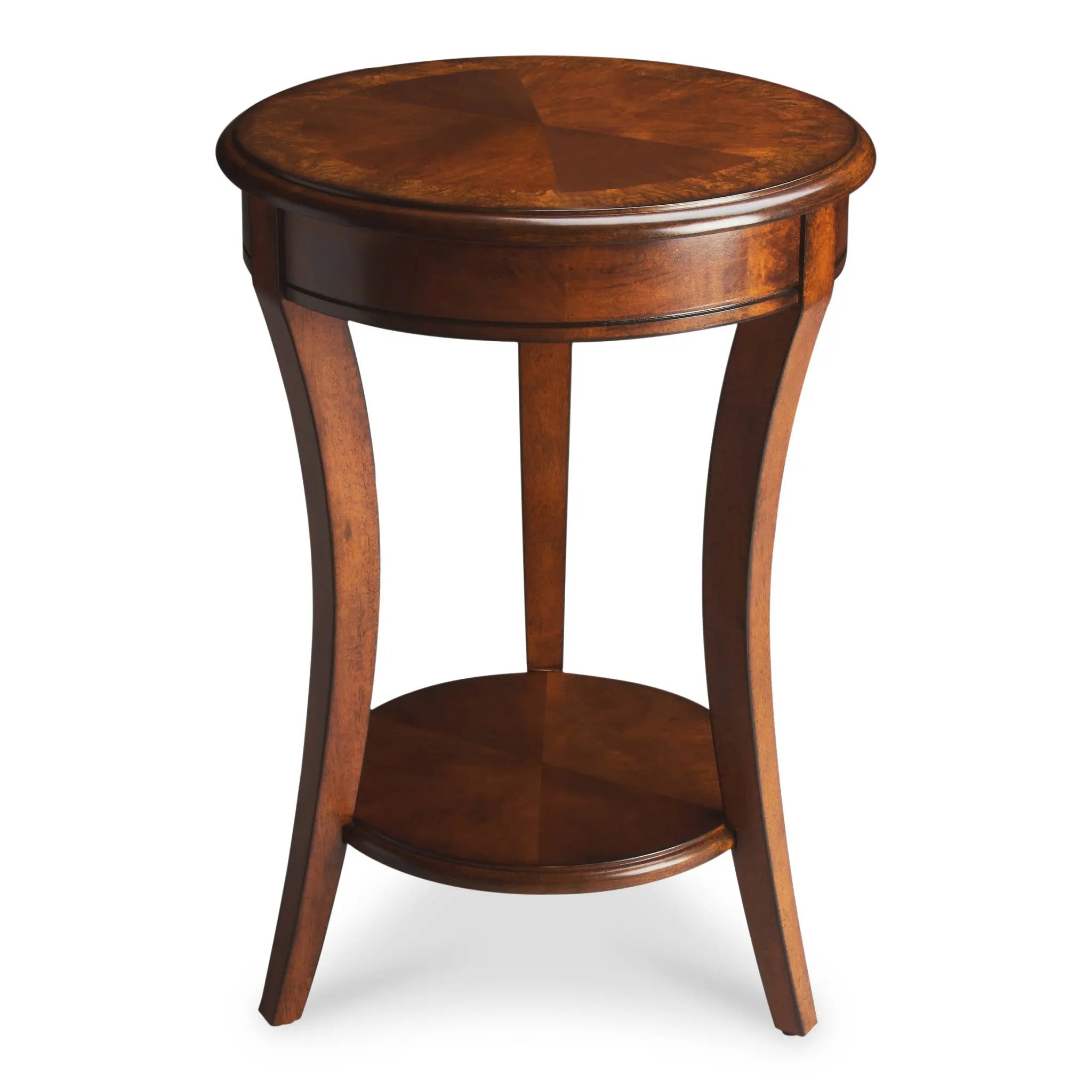 26" Brown Wood And Wood Round End Table With Shelf Homeroots Living Room