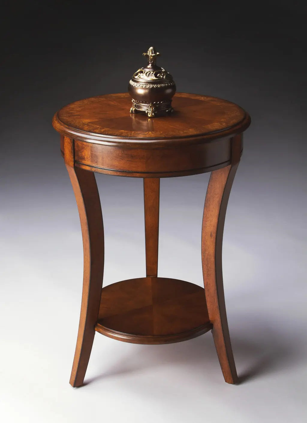 26" Brown Wood And Wood Round End Table With Shelf Homeroots Living Room