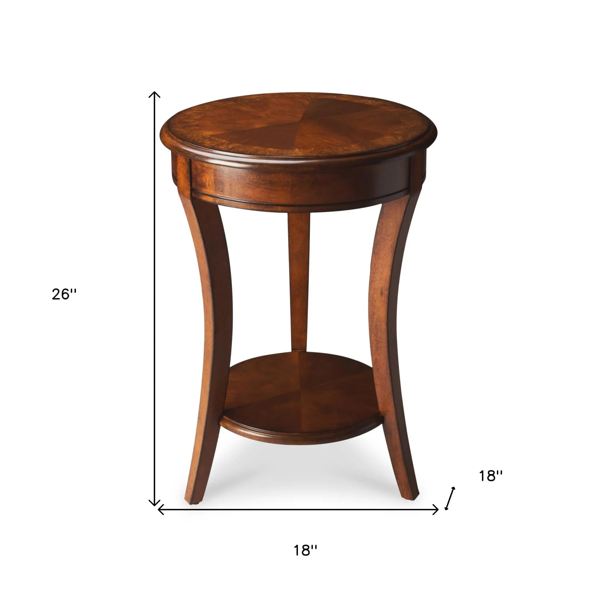 26" Brown Wood And Wood Round End Table With Shelf Homeroots Living Room