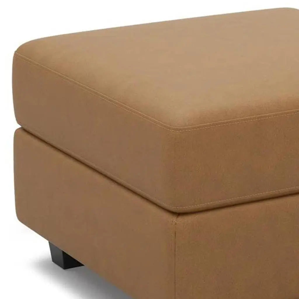 26" Brown and Black Faux Leather Storage Ottoman Homeroots Living Room