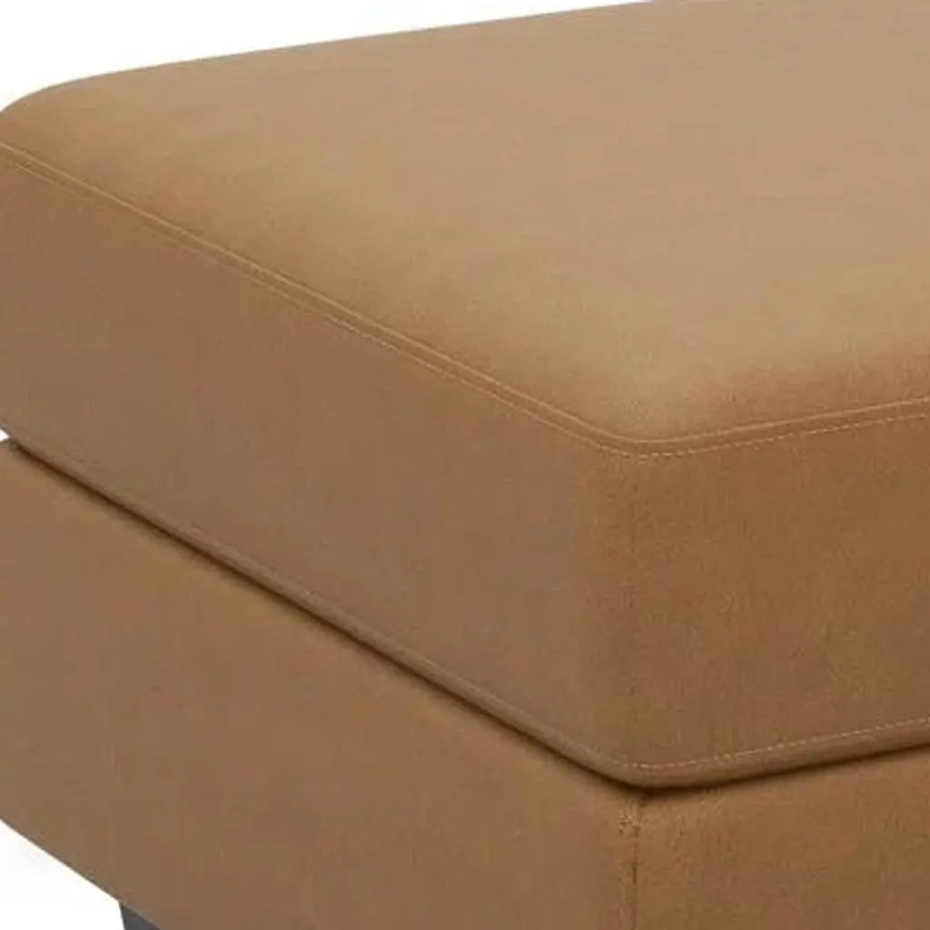 26" Brown and Black Faux Leather Storage Ottoman Homeroots Living Room