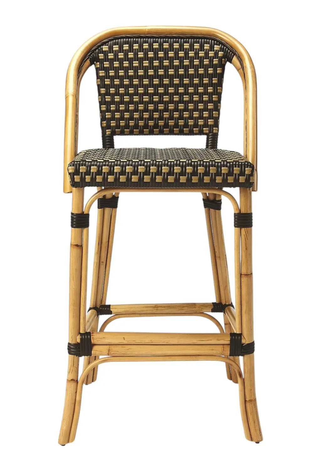 26" Brown and Natural Rattan Counter Height Bar Chair Homeroots Living Room
