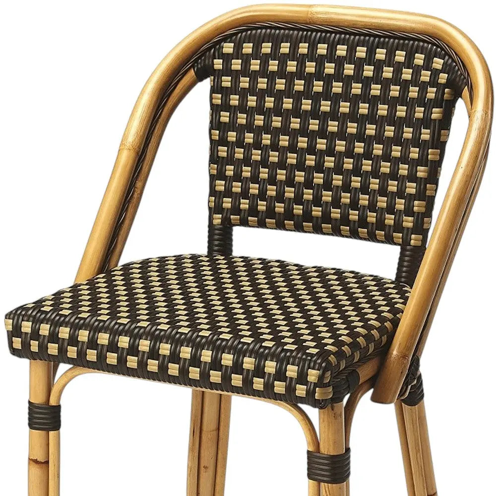 26" Brown and Natural Rattan Counter Height Bar Chair Homeroots Living Room