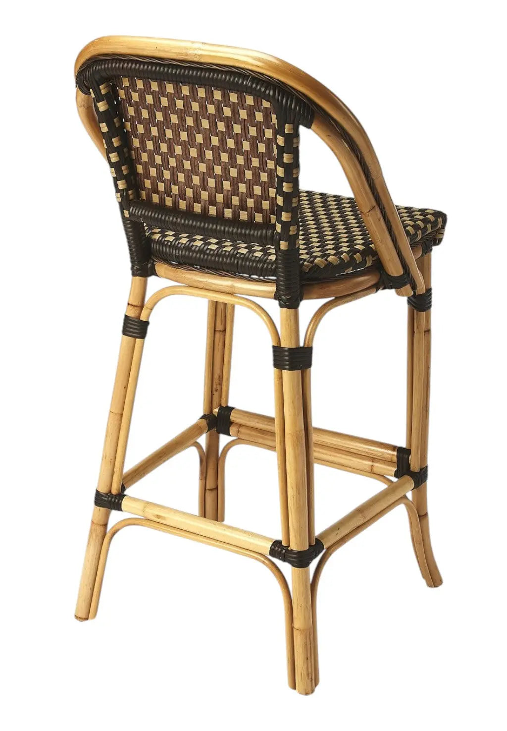 26" Brown and Natural Rattan Counter Height Bar Chair Homeroots Living Room