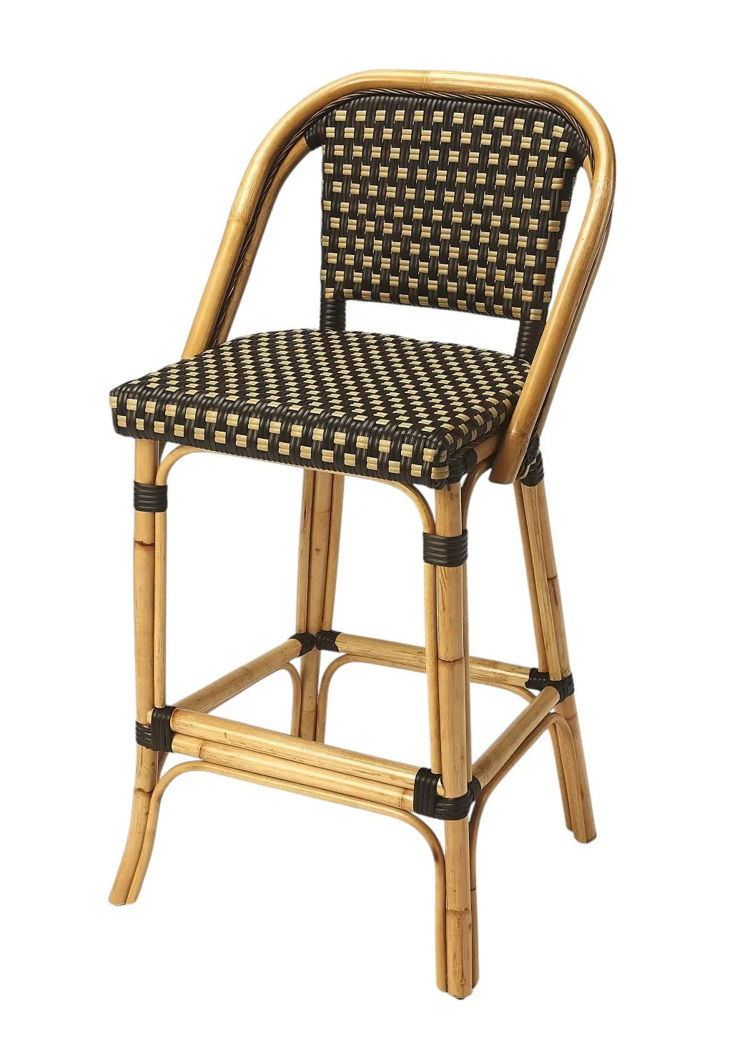 26" Brown and Natural Rattan Counter Height Bar Chair Homeroots Living Room