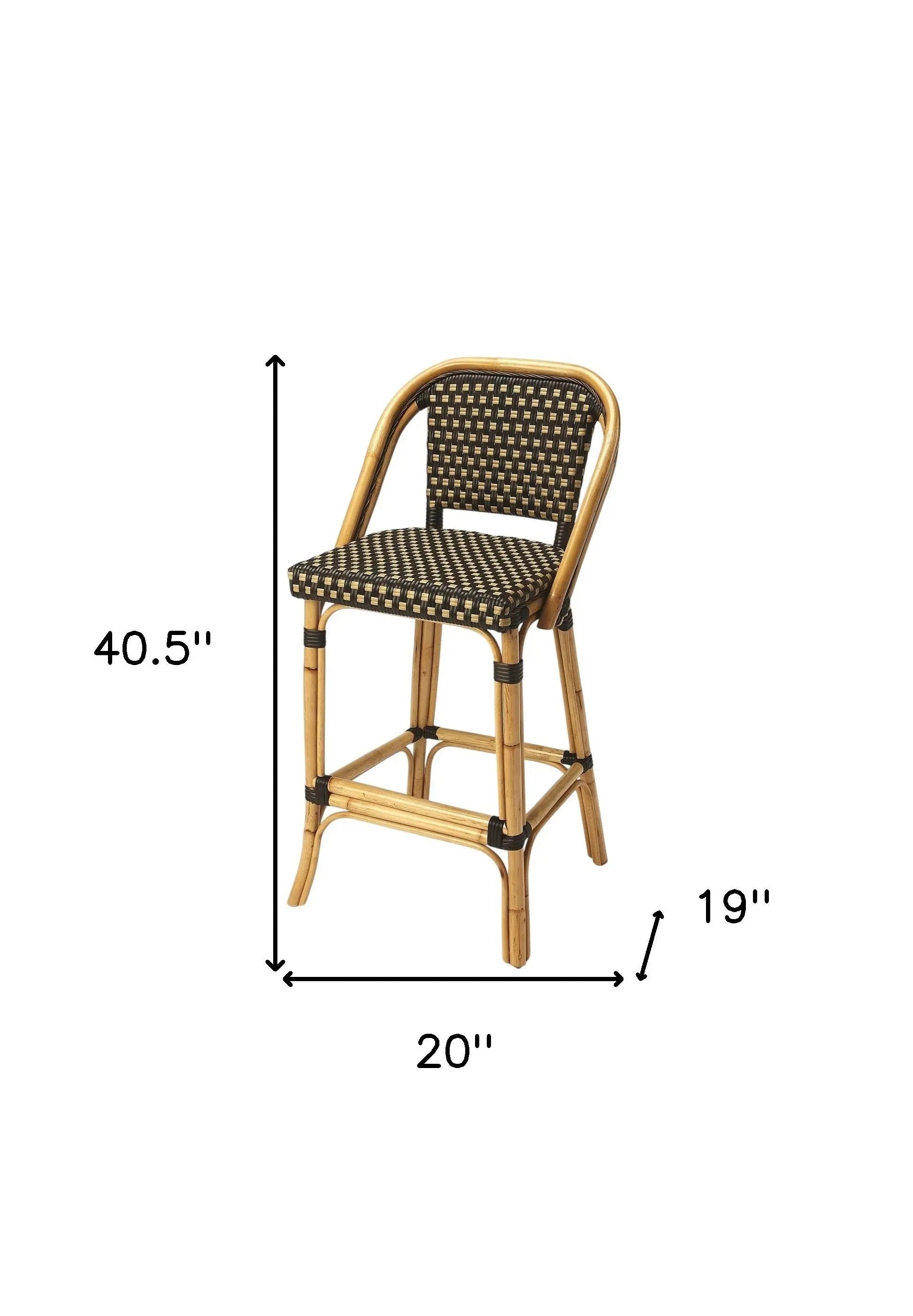 26" Brown and Natural Rattan Counter Height Bar Chair Homeroots Living Room