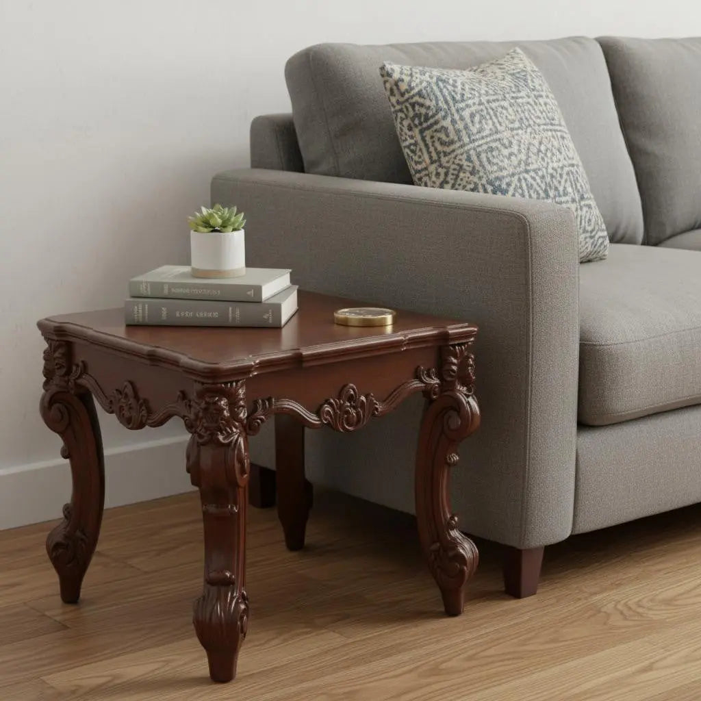 26" Cherry Manufactured Wood Square End Table Homeroots Living Room
