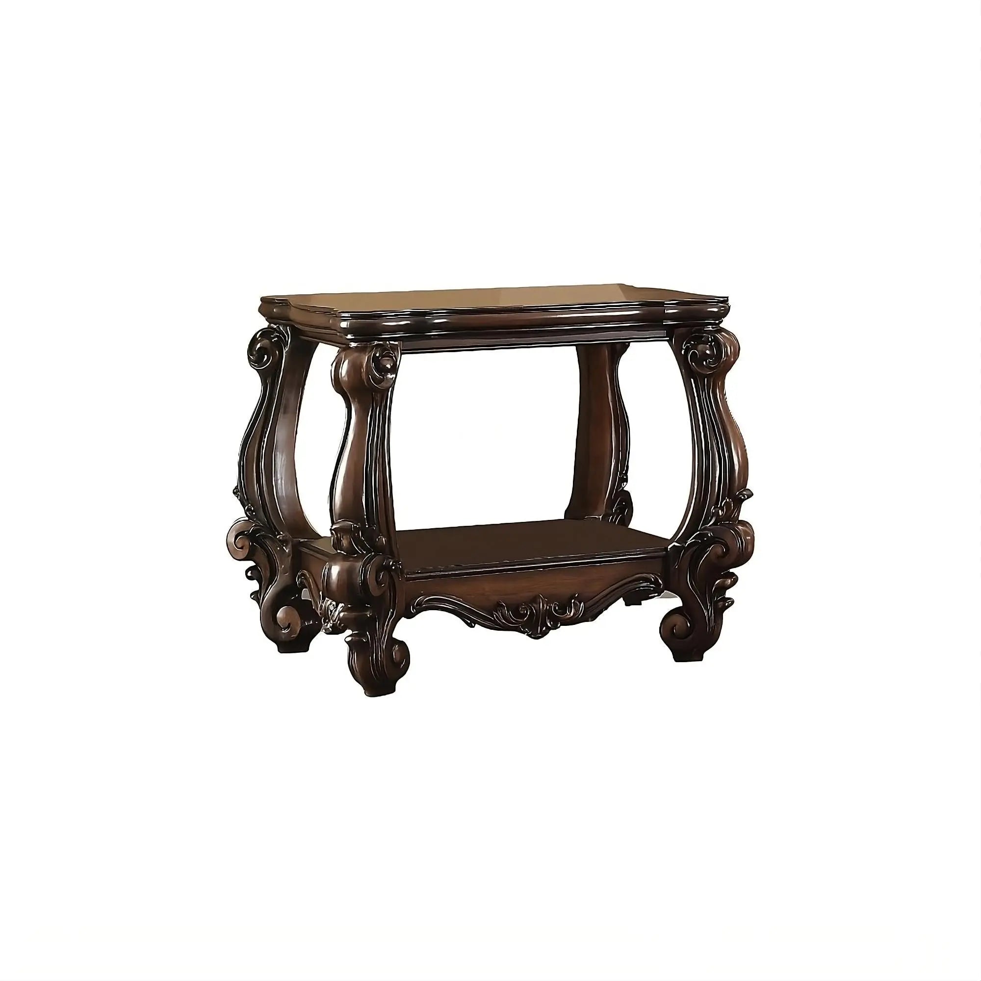 26" Cherry Oak Manufactured Wood Square End Table With Shelf Homeroots Living Room