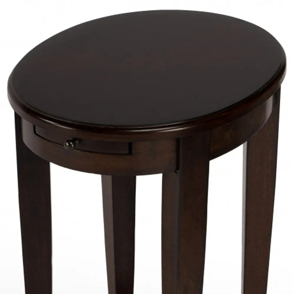 26" Chestnut Oval End Table With Shelf Homeroots Living Room