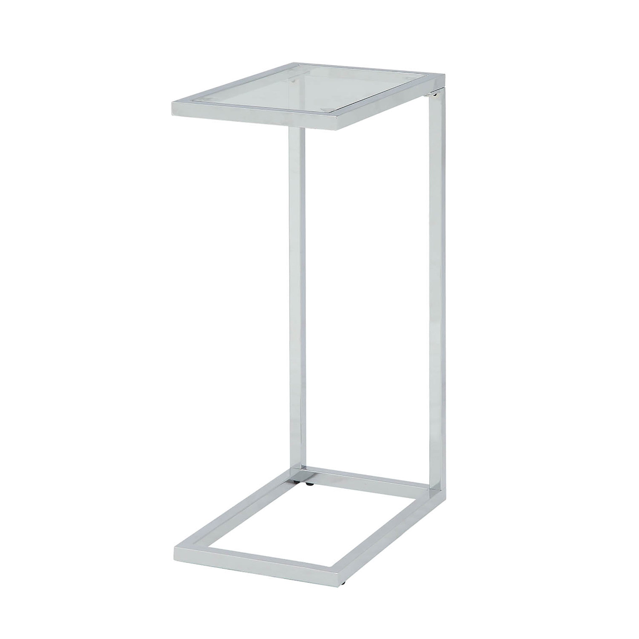 26" Clear And White Glass And Steel Sled End Table Homeroots Living Room