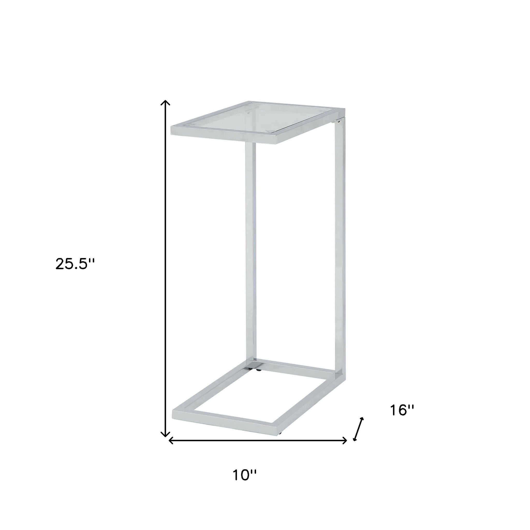 26" Clear And White Glass And Steel Sled End Table Homeroots Living Room