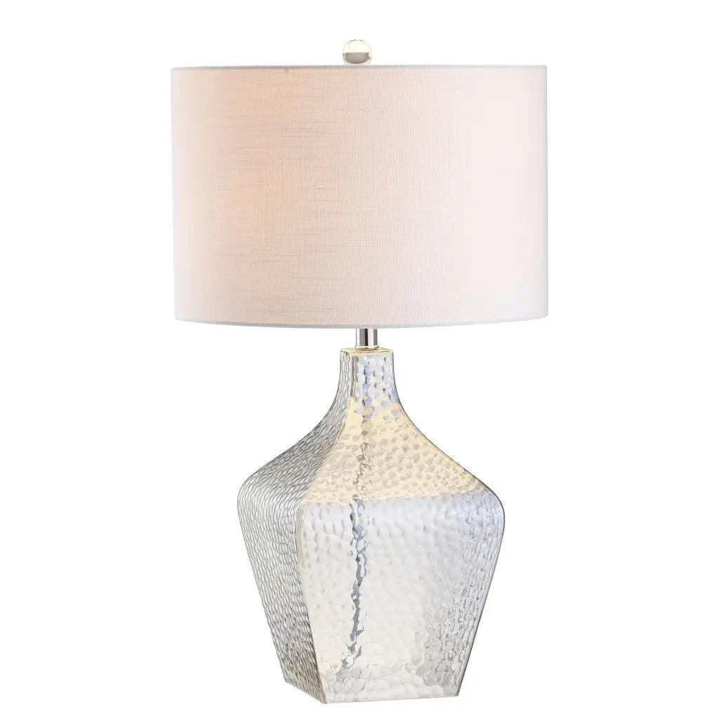 26" Clear Gourd Table Lamp With Drum Shade Homeroots Lighting