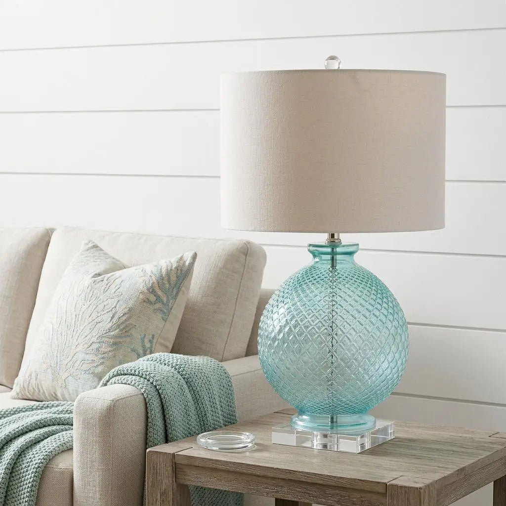 26" Clear Novelty Table Lamp With Drum Shade Homeroots Lighting