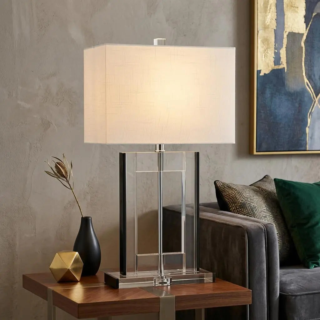 26" Clear Novelty Table Lamp With Drum Shade Homeroots Lighting