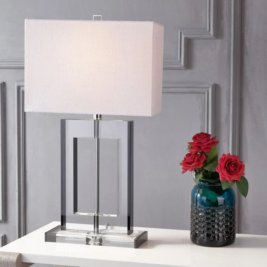 26" Clear Novelty Table Lamp With Drum Shade Homeroots Lighting