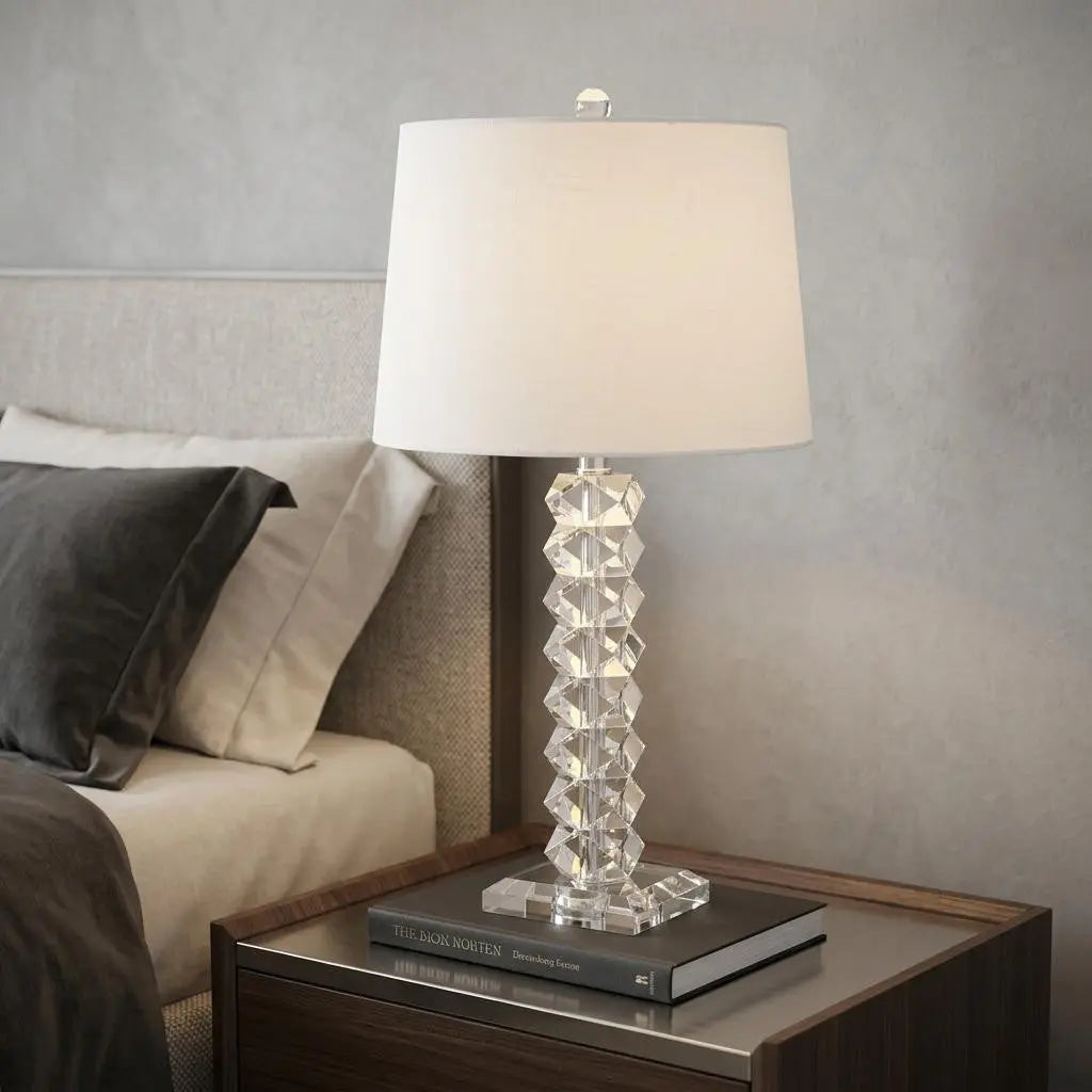 26" Clear Novelty Table Lamp With Drum Shade Homeroots Lighting