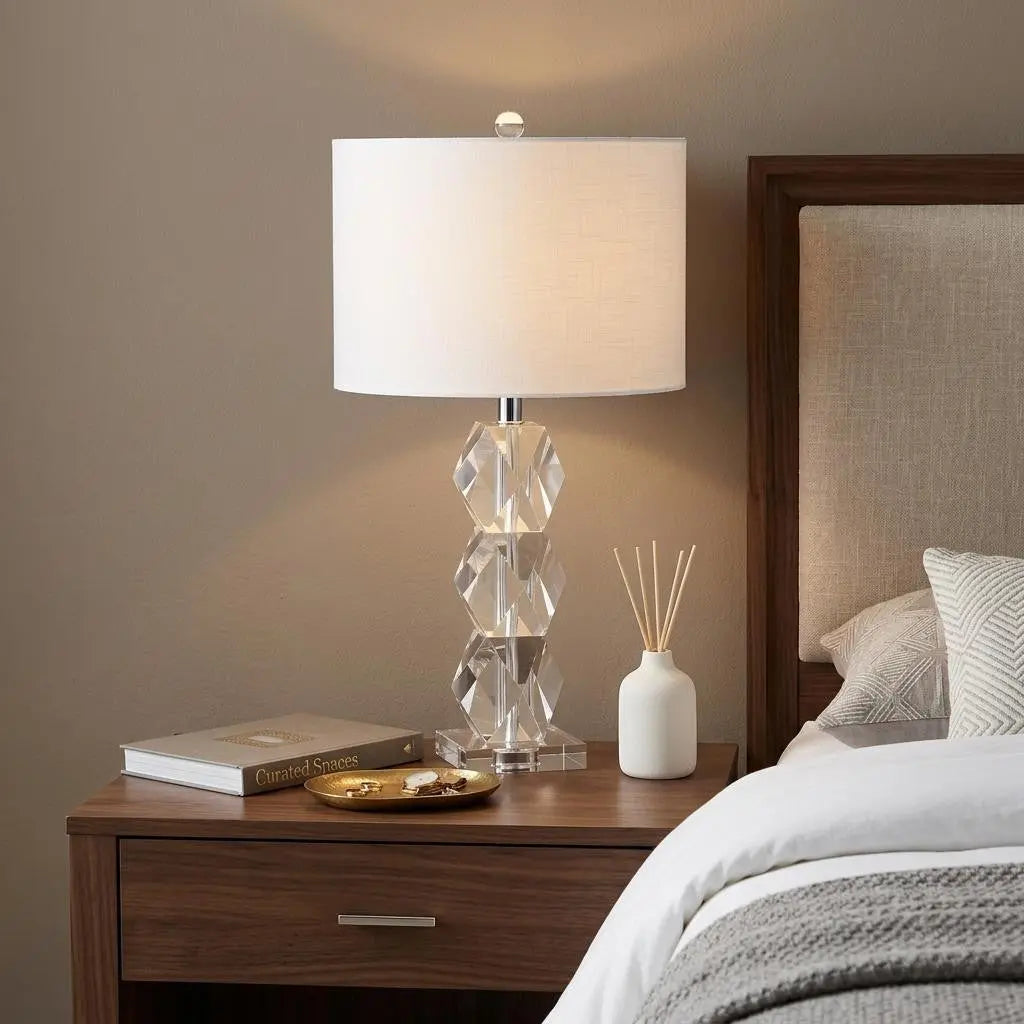 26" Clear Novelty Table Lamp With Drum Shade Homeroots Lighting