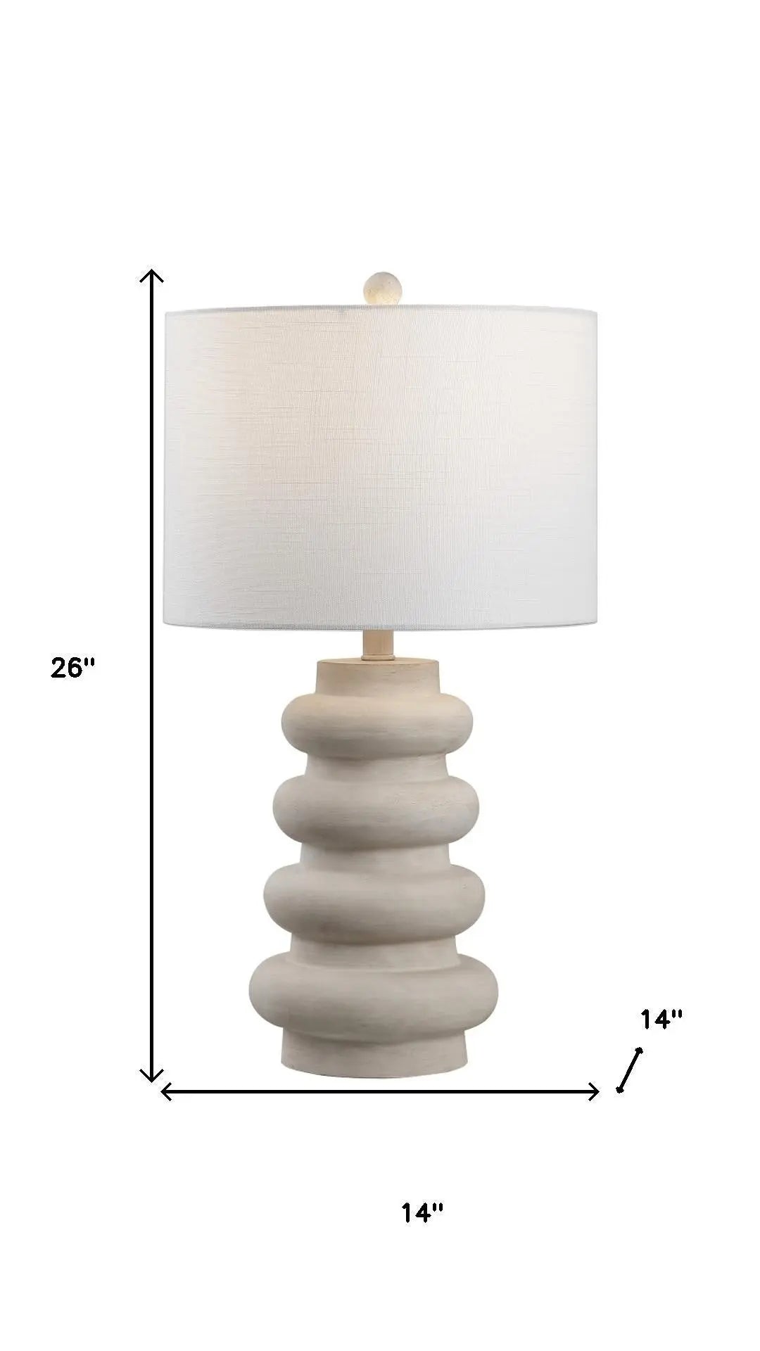 26" Clear Round Table Lamp With Drum Shade Homeroots Lighting