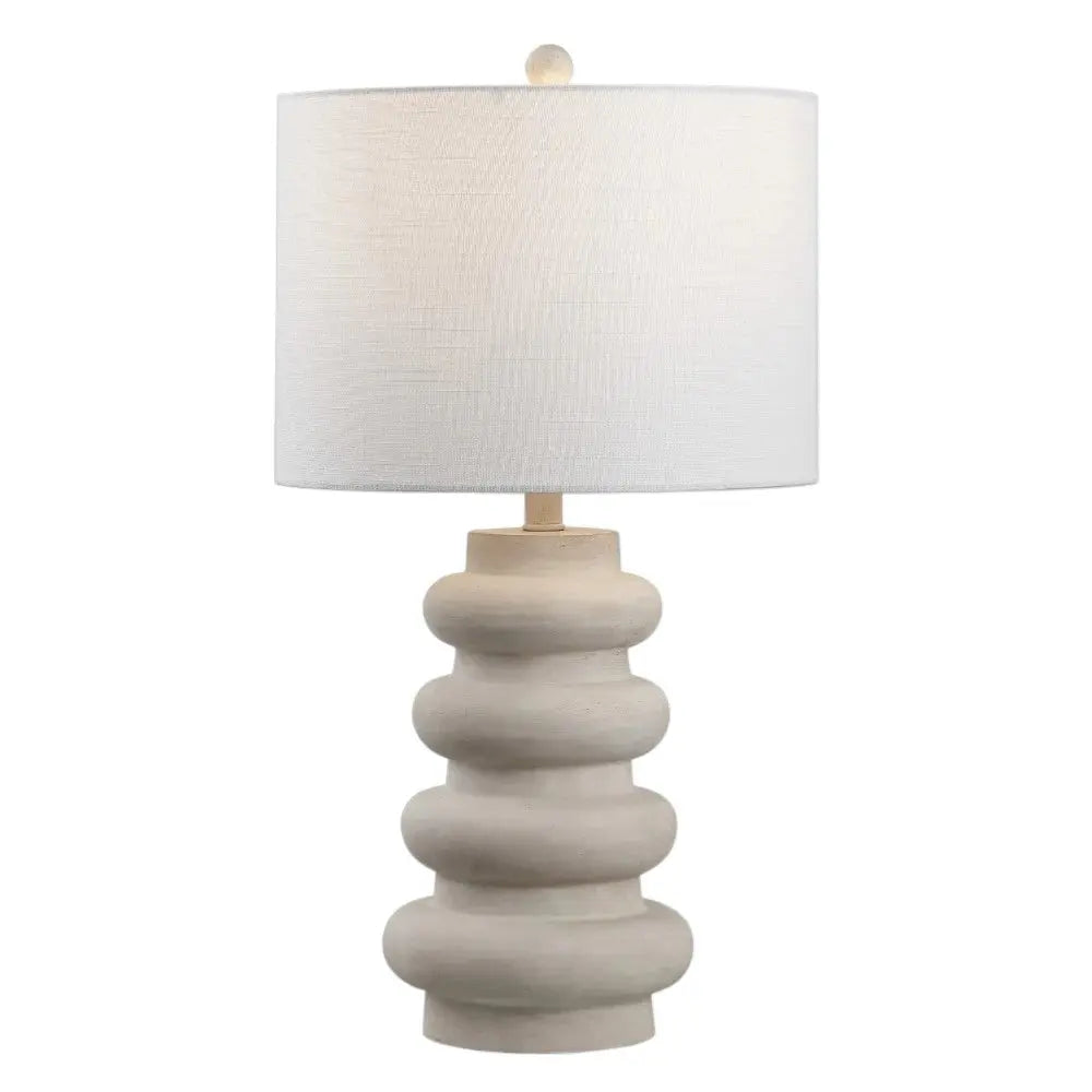 26" Clear Round Table Lamp With Drum Shade Homeroots Lighting
