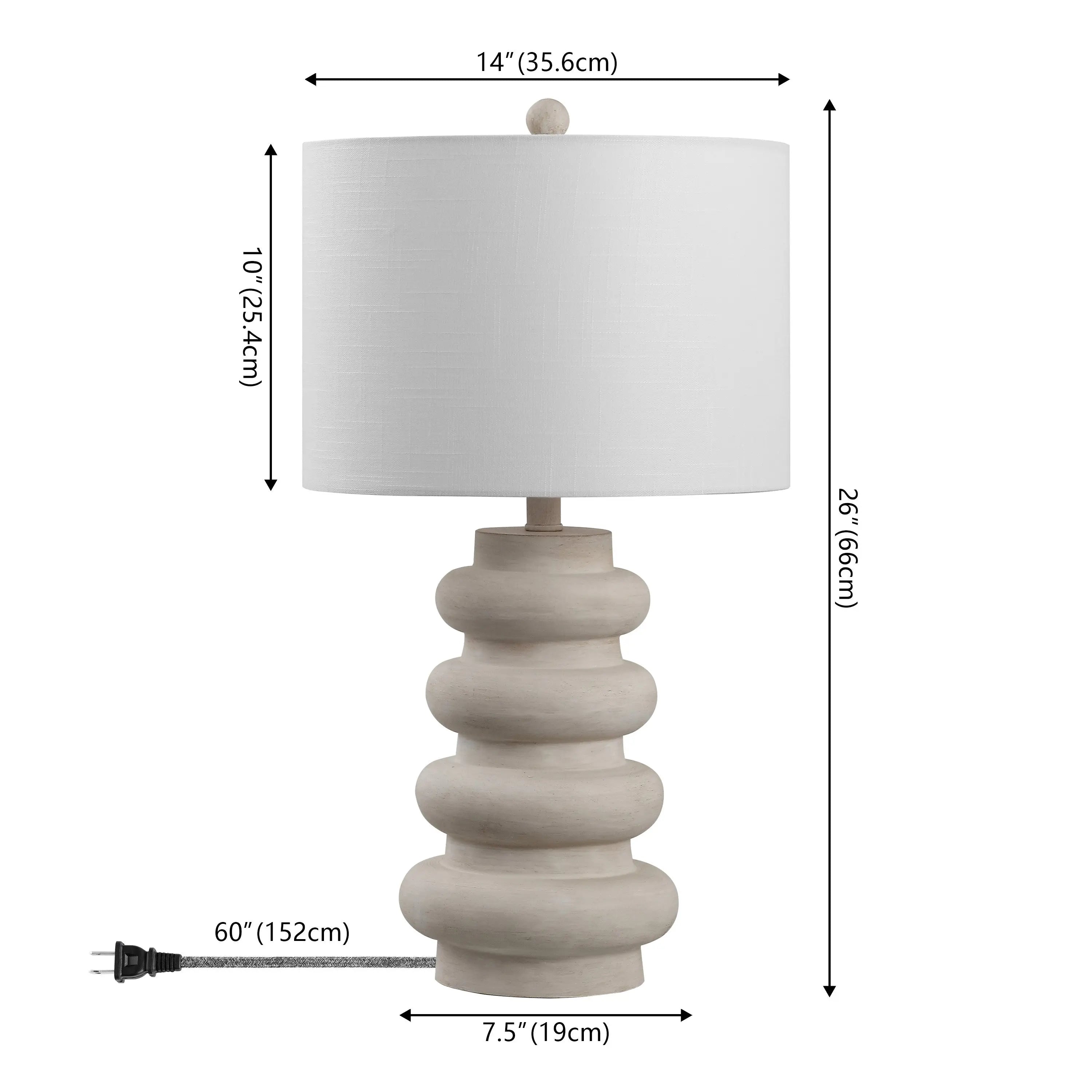 26" Clear Round Table Lamp With Drum Shade Homeroots Lighting