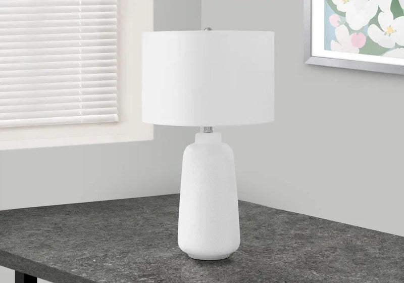 26" Cream Ceramic Cylinder Table Lamp With Cream Drum Shade Homeroots Lighting