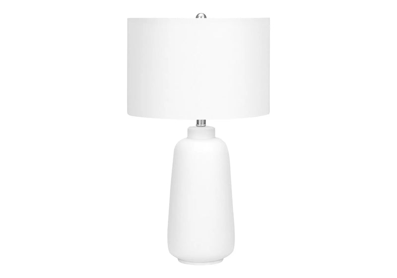 26" Cream Ceramic Cylinder Table Lamp With Cream Drum Shade Homeroots Lighting