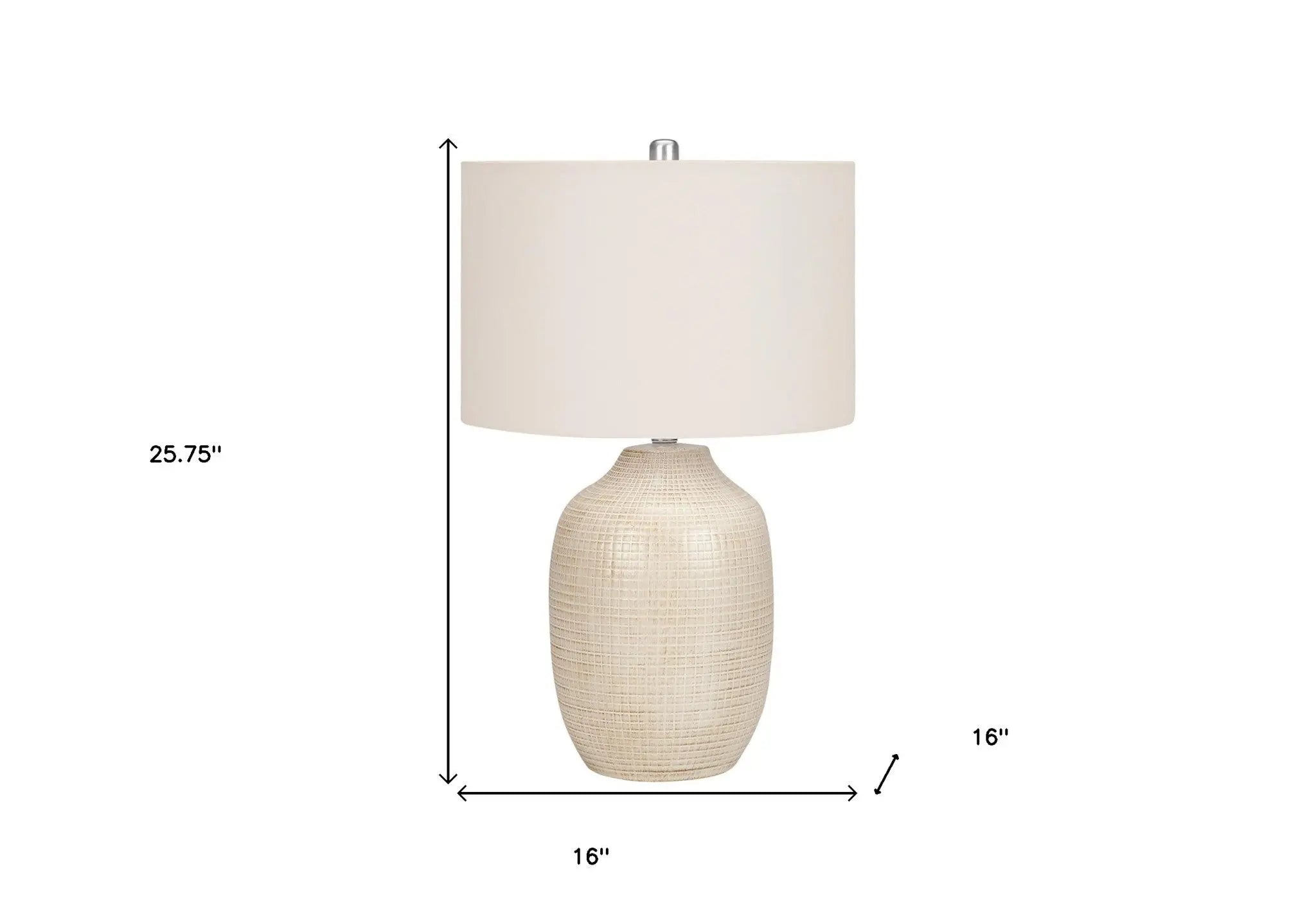 26" Cream Ceramic Urn Table Lamp With Cream Drum Shade Homeroots Lighting