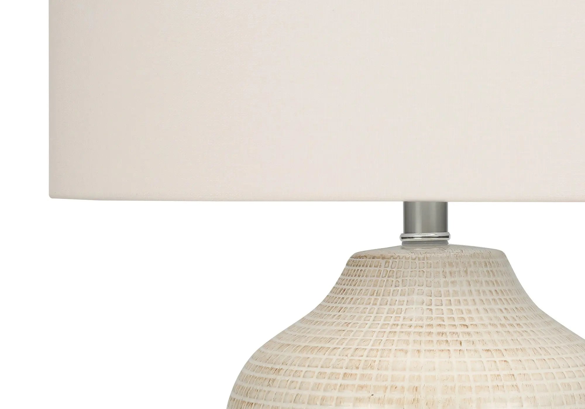 26" Cream Ceramic Urn Table Lamp With Cream Drum Shade Homeroots Lighting