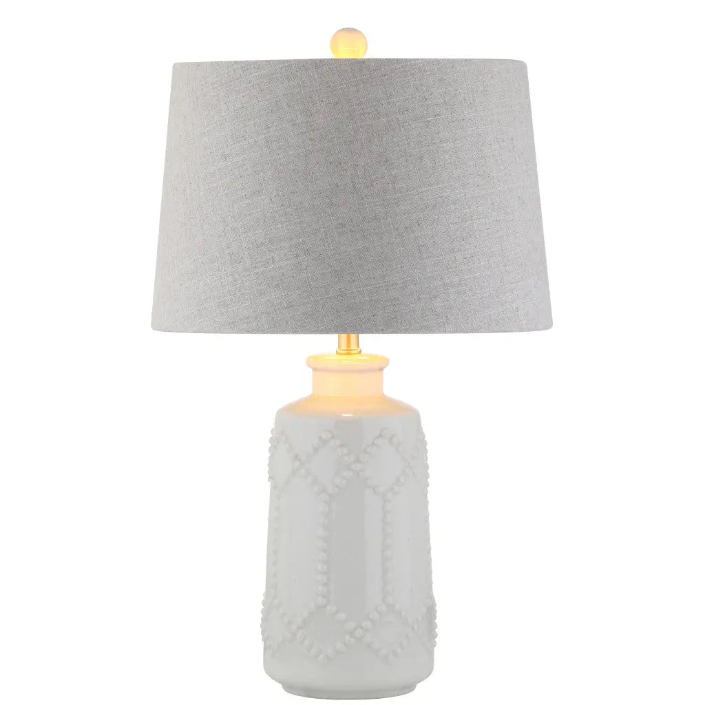 26" Cream Table Lamp With Drum Shade Homeroots Lighting