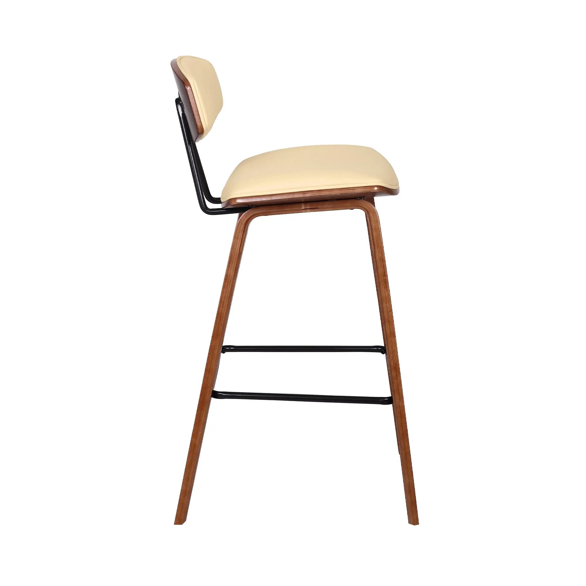 26" Cream and Brown Fabric and Iron Low Back Counter Height Bar Chair - GreatEagleInc