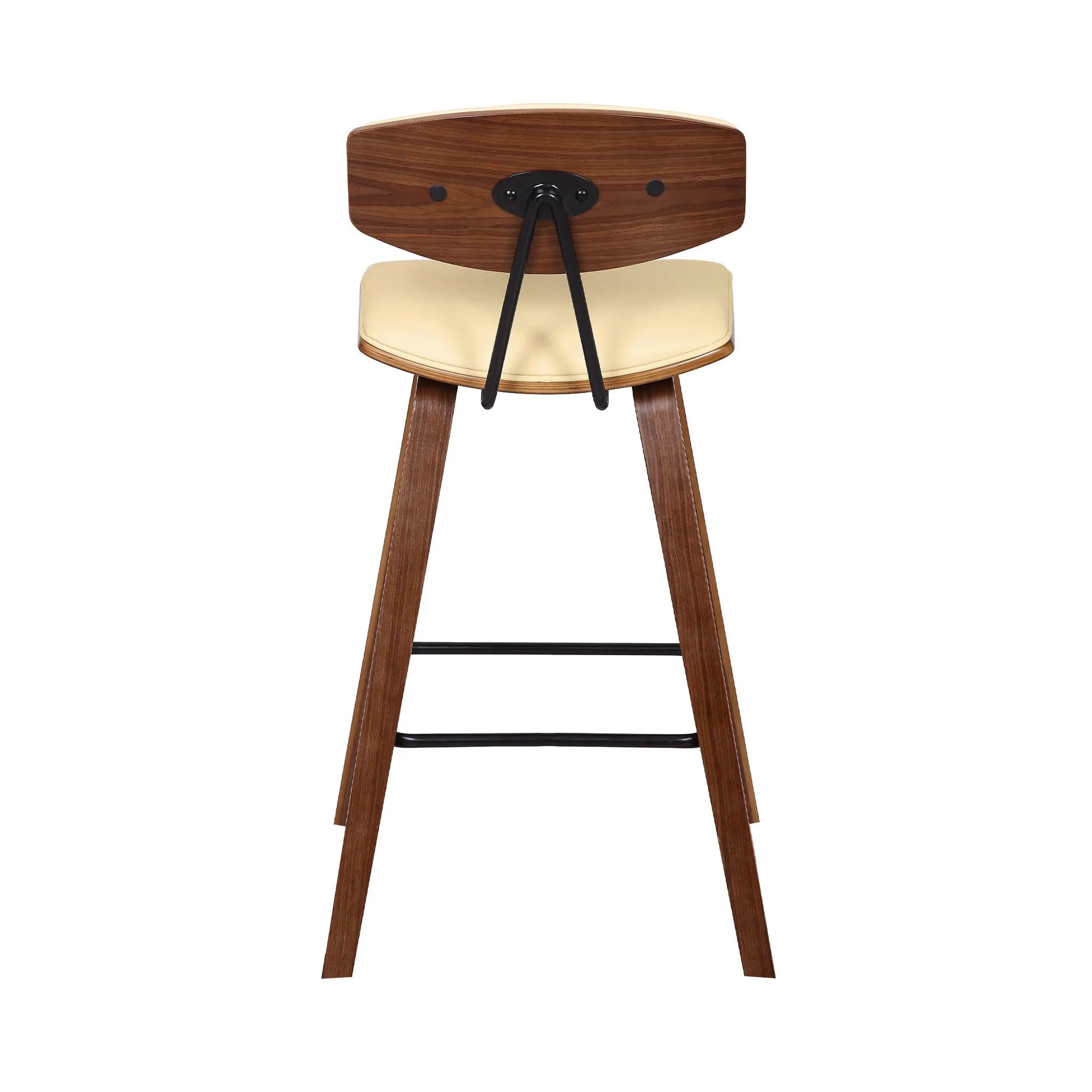 26" Cream and Brown Fabric and Iron Low Back Counter Height Bar Chair - GreatEagleInc