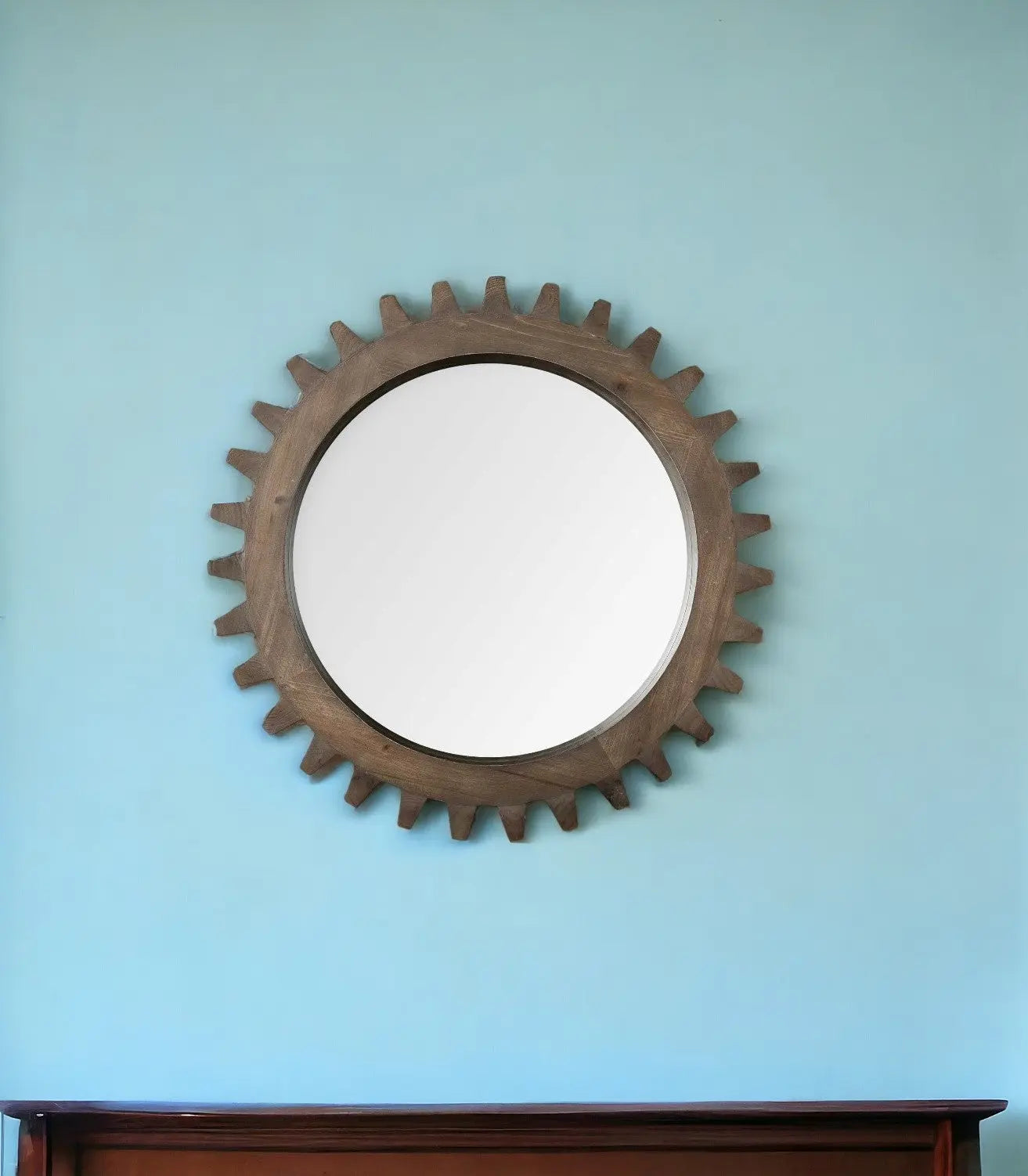 26" Dark Brown Abstract Wood Framed Accent Mirror Homeroots Bed & Bath
