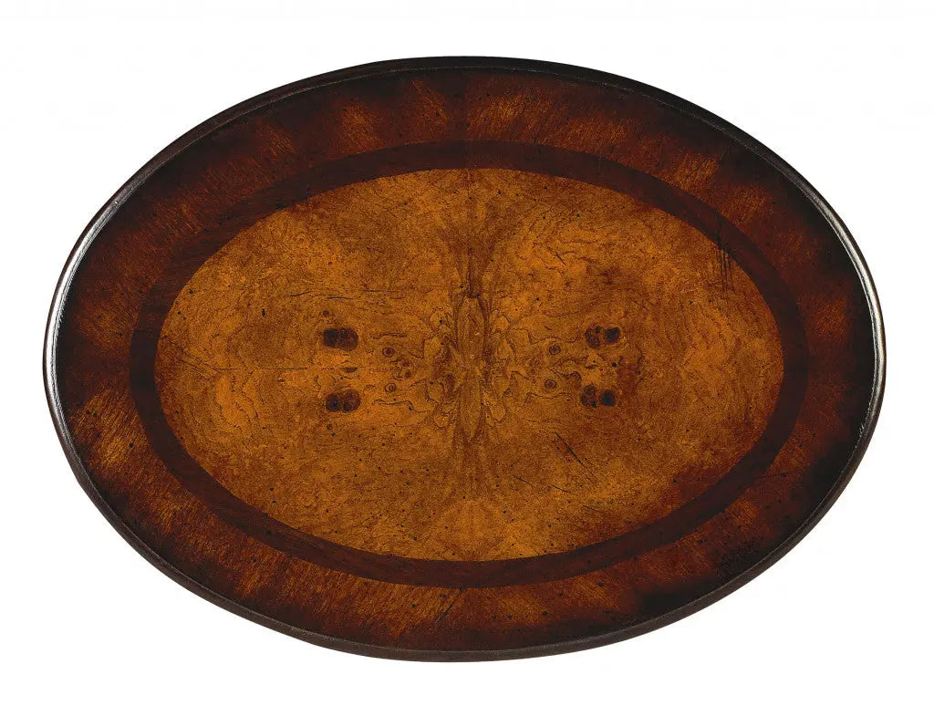 26" Dark Brown And Cherry Manufactured Wood Oval End Table With Two Drawers Homeroots Living Room