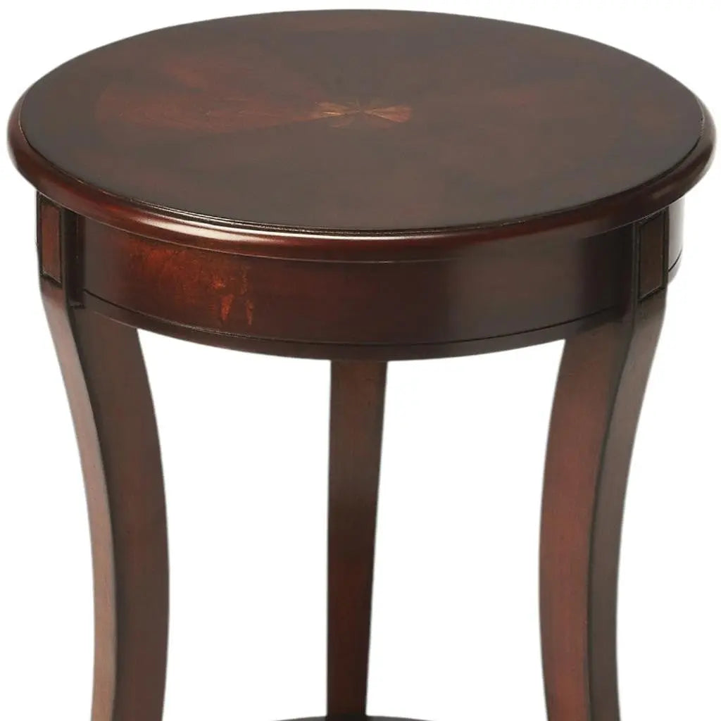 26" Dark Brown Wood And Wood Round End Table With Shelf Homeroots Living Room