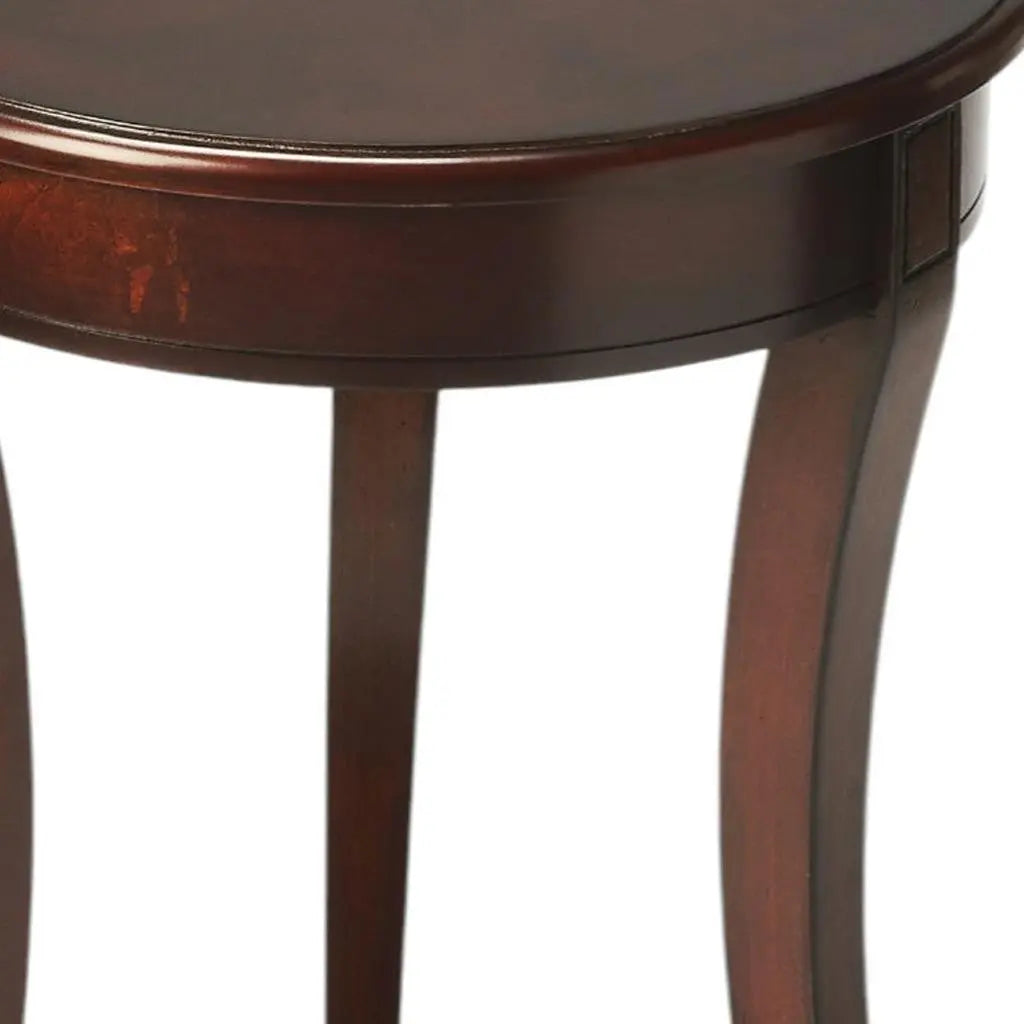 26" Dark Brown Wood And Wood Round End Table With Shelf Homeroots Living Room
