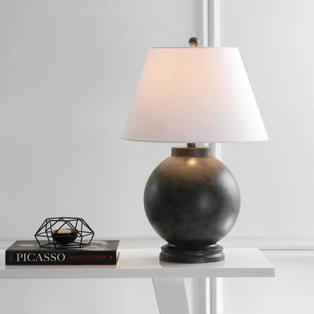 26" Dark Gray Novelty Table Lamp With Drum Shade Homeroots Lighting