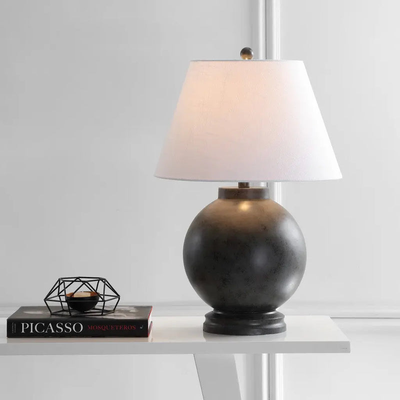 26" Dark Gray Novelty Table Lamp With Drum Shade Homeroots Lighting