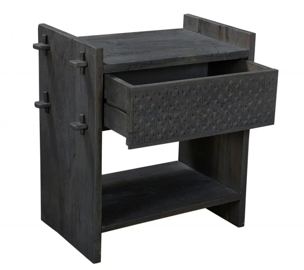 26" Dark Gray One Drawer Nightstand Homeroots Bed & Bath