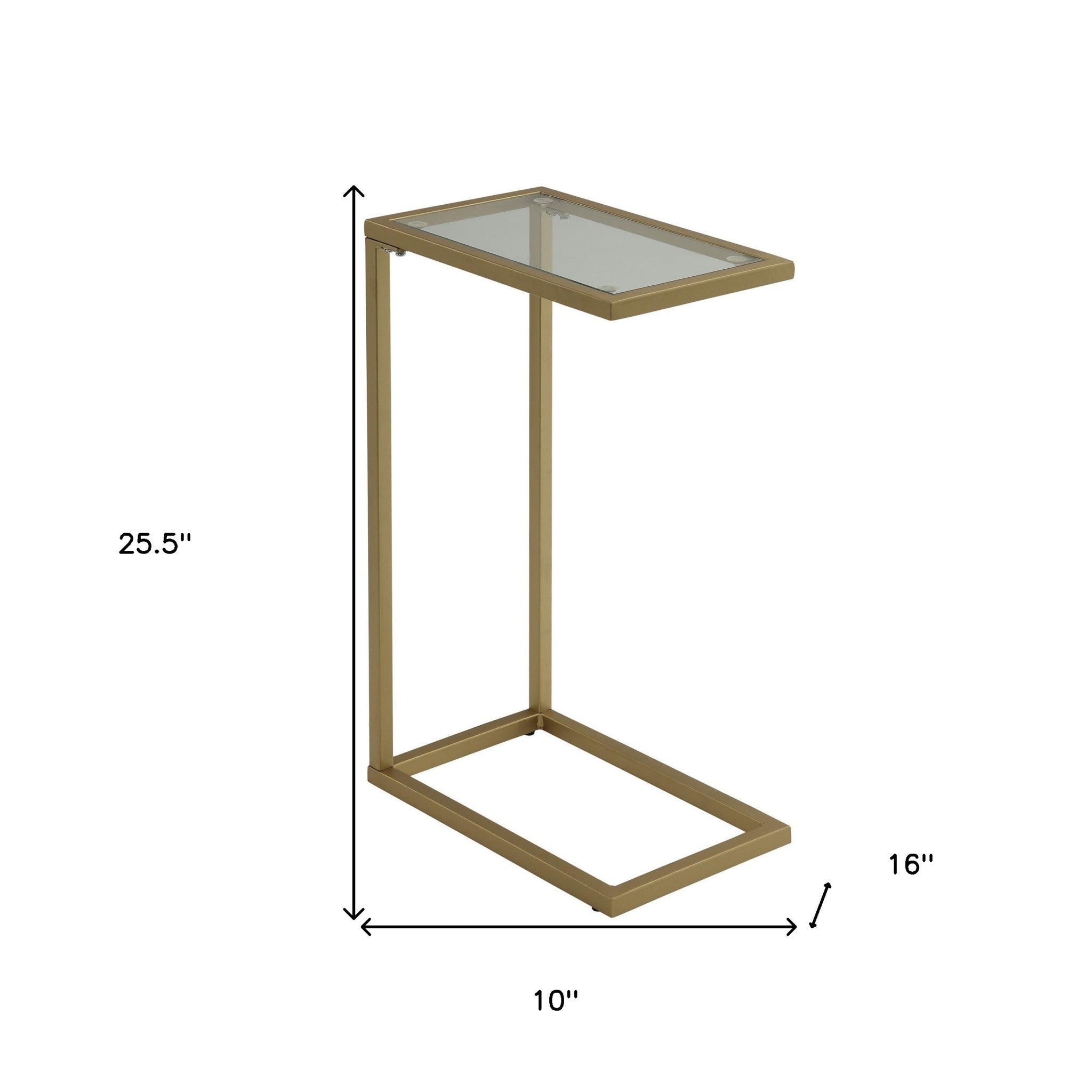 26" Gold And Clear Glass Rectangular End Table Homeroots Living Room