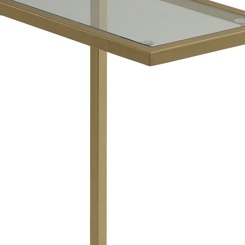 26" Gold And Clear Glass Rectangular End Table Homeroots Living Room