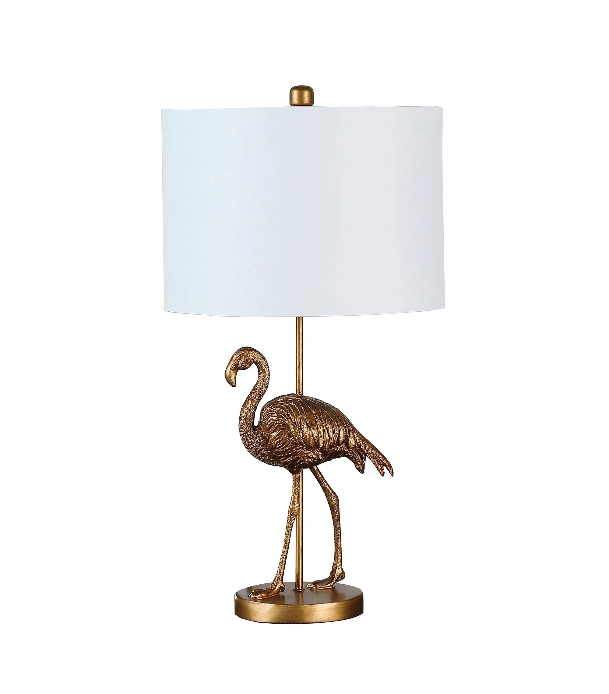 26" Gold Flamingo Table Lamp With White Drum Shade Homeroots Lighting