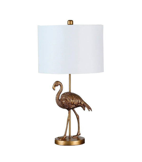 26" Gold Flamingo Table Lamp With White Drum Shade Homeroots Lighting