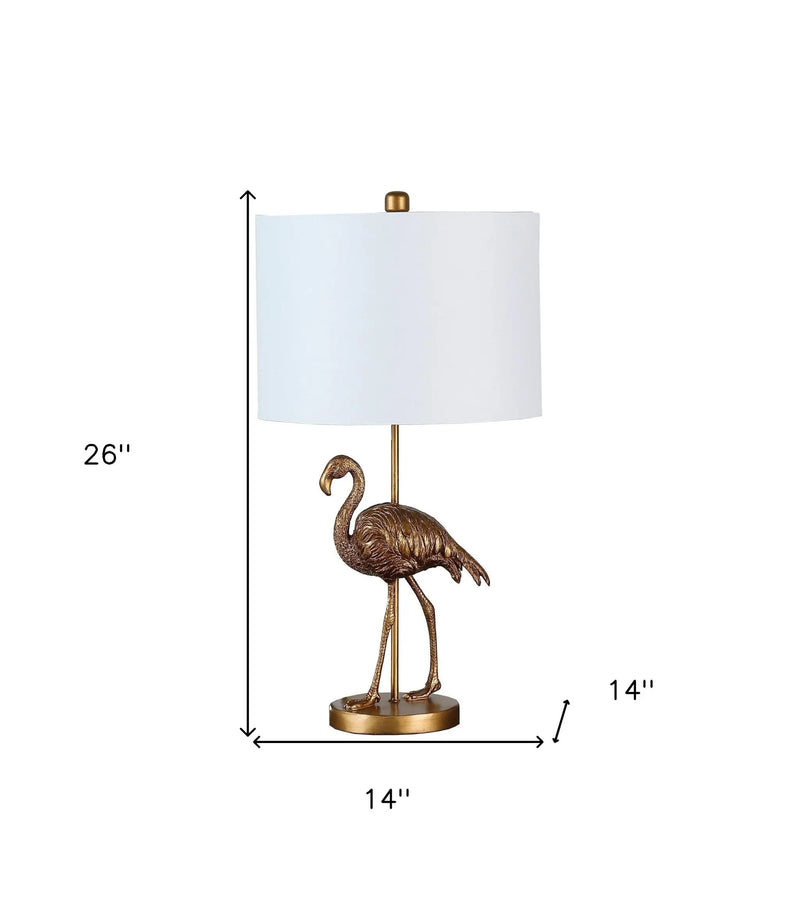 26" Gold Flamingo Table Lamp With White Drum Shade Homeroots Lighting
