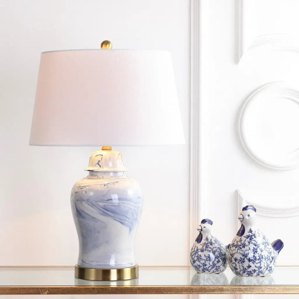 26" Gold Novelty Table Lamp With Drum Shade Homeroots Lighting