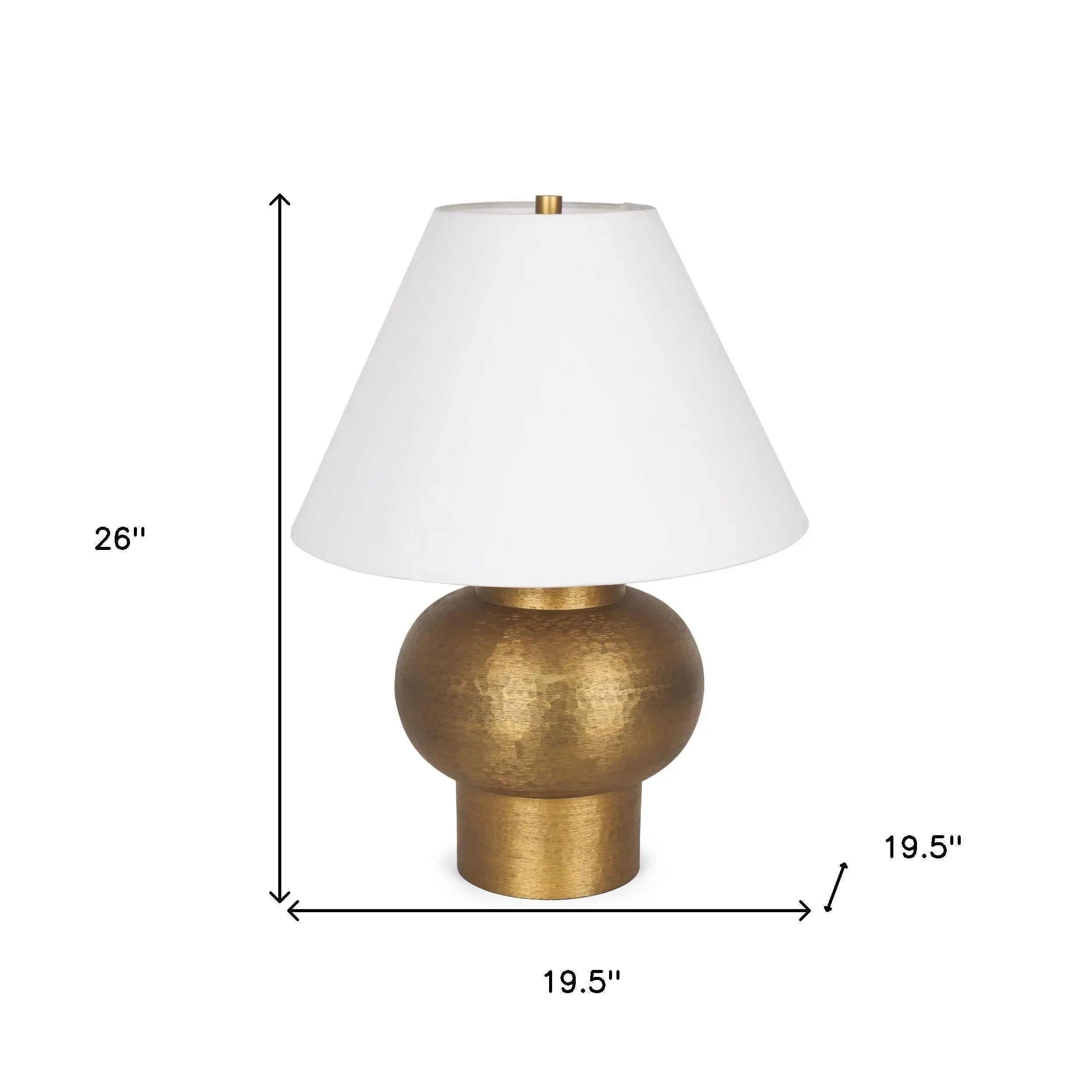 26" Gold Round Bedside Lamp With Bell Shade Homeroots Lighting