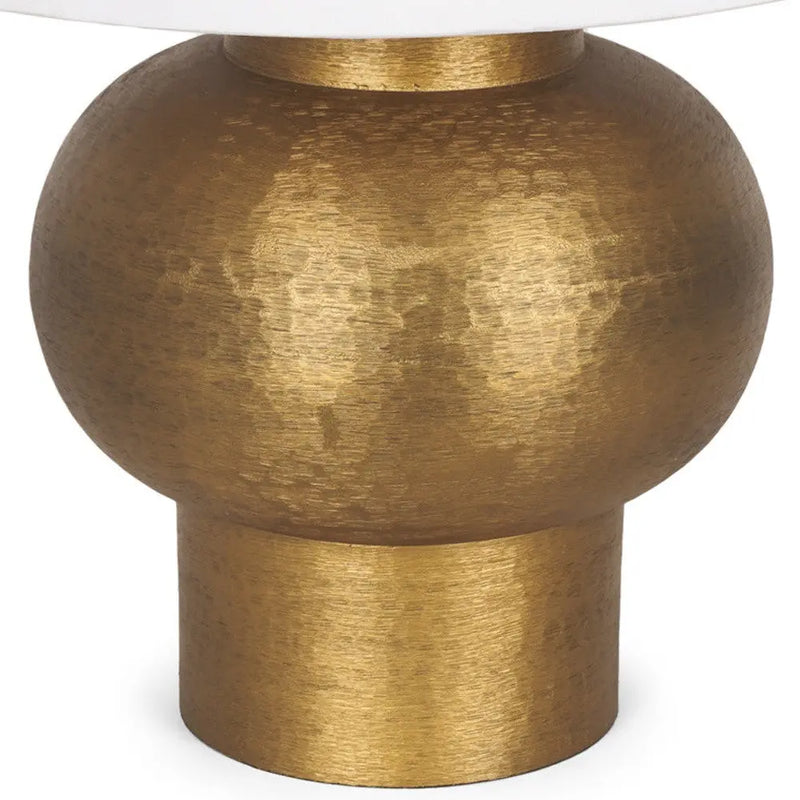 Brushed gold ceramic lamp base with a rounded design, adding a modern touch to any decor.