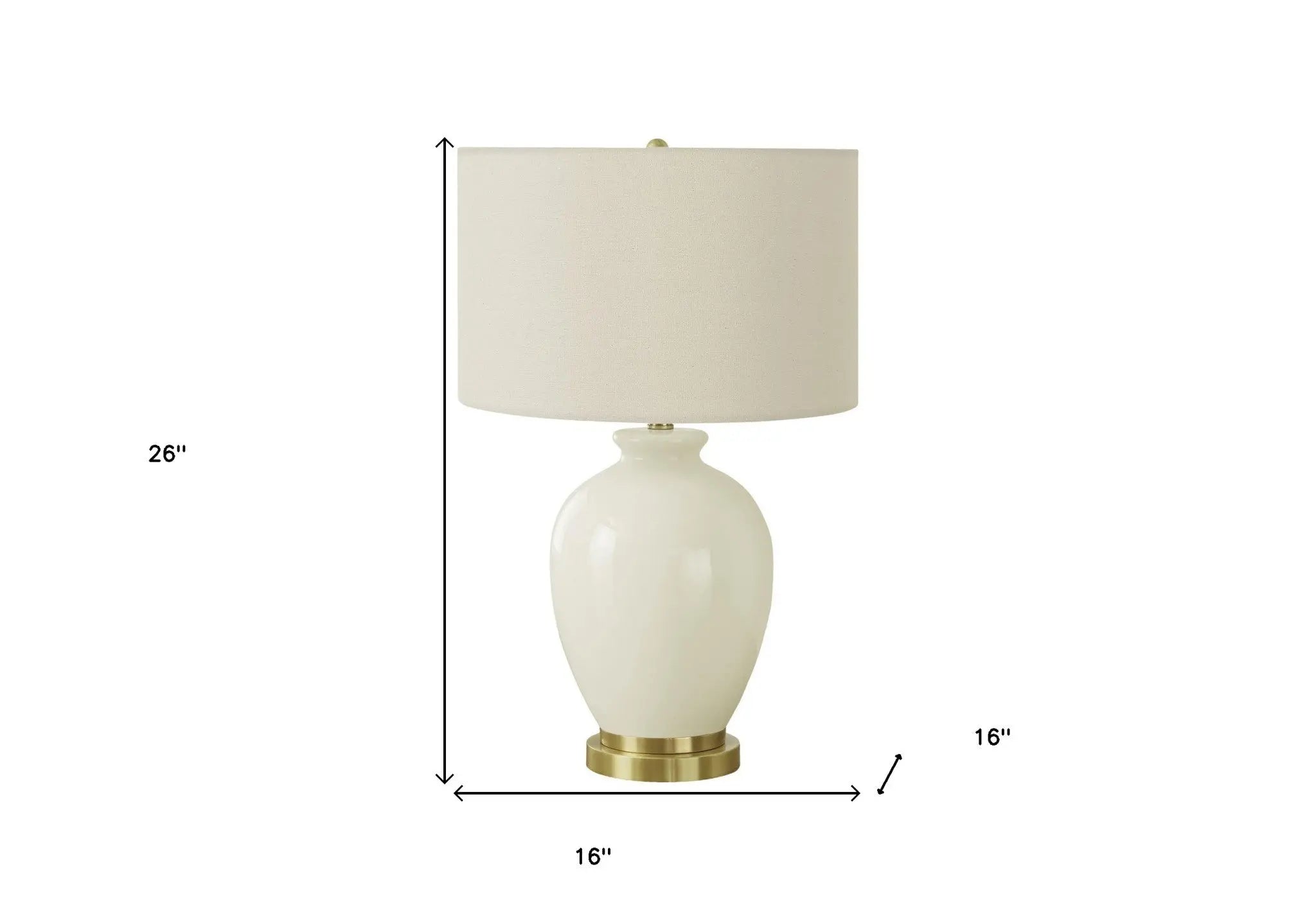 26" Gold and Ivory Ceramic Urn Table Lamp With Cream Drum Shade Homeroots Lighting