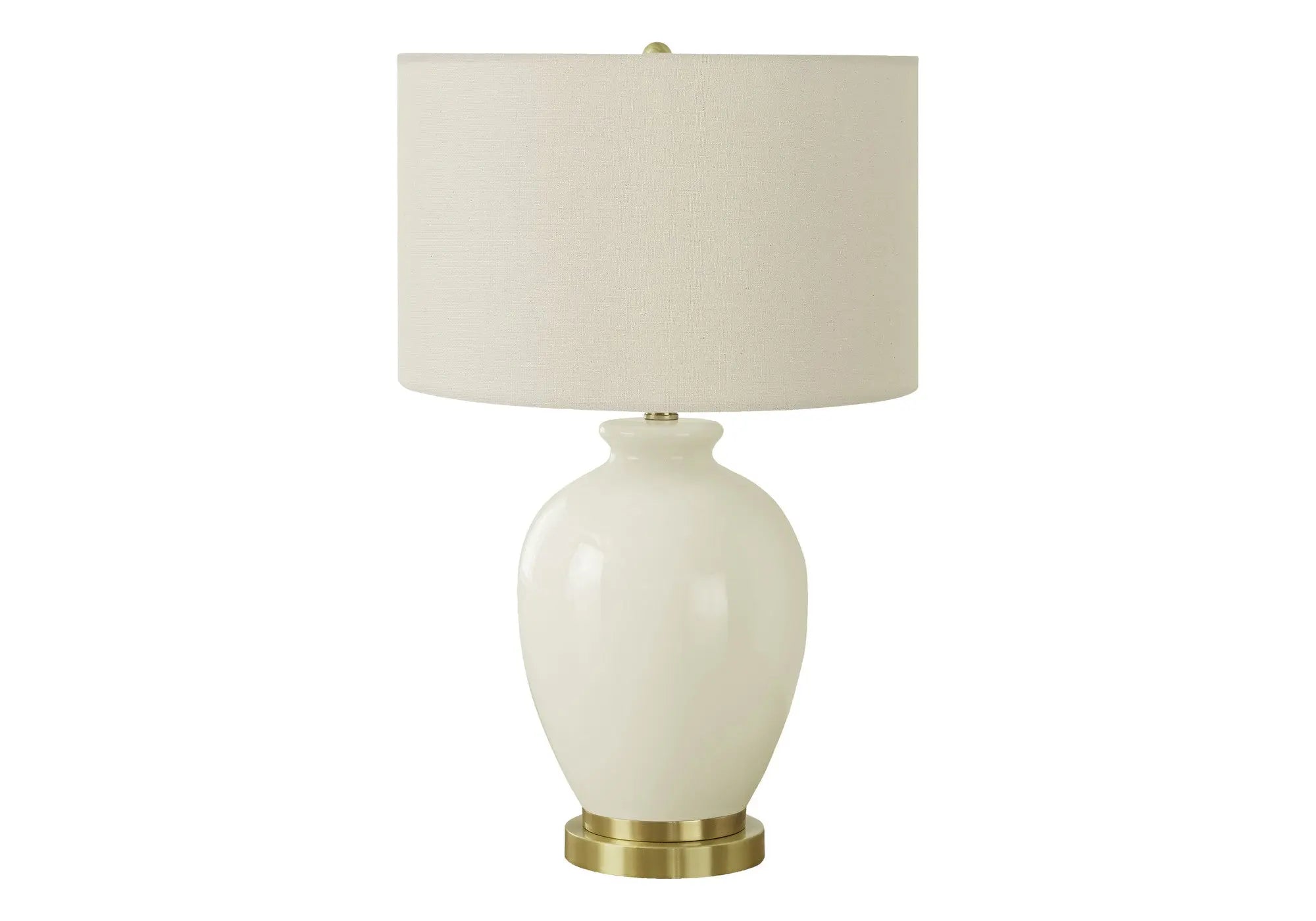 26" Gold and Ivory Ceramic Urn Table Lamp With Cream Drum Shade Homeroots Lighting